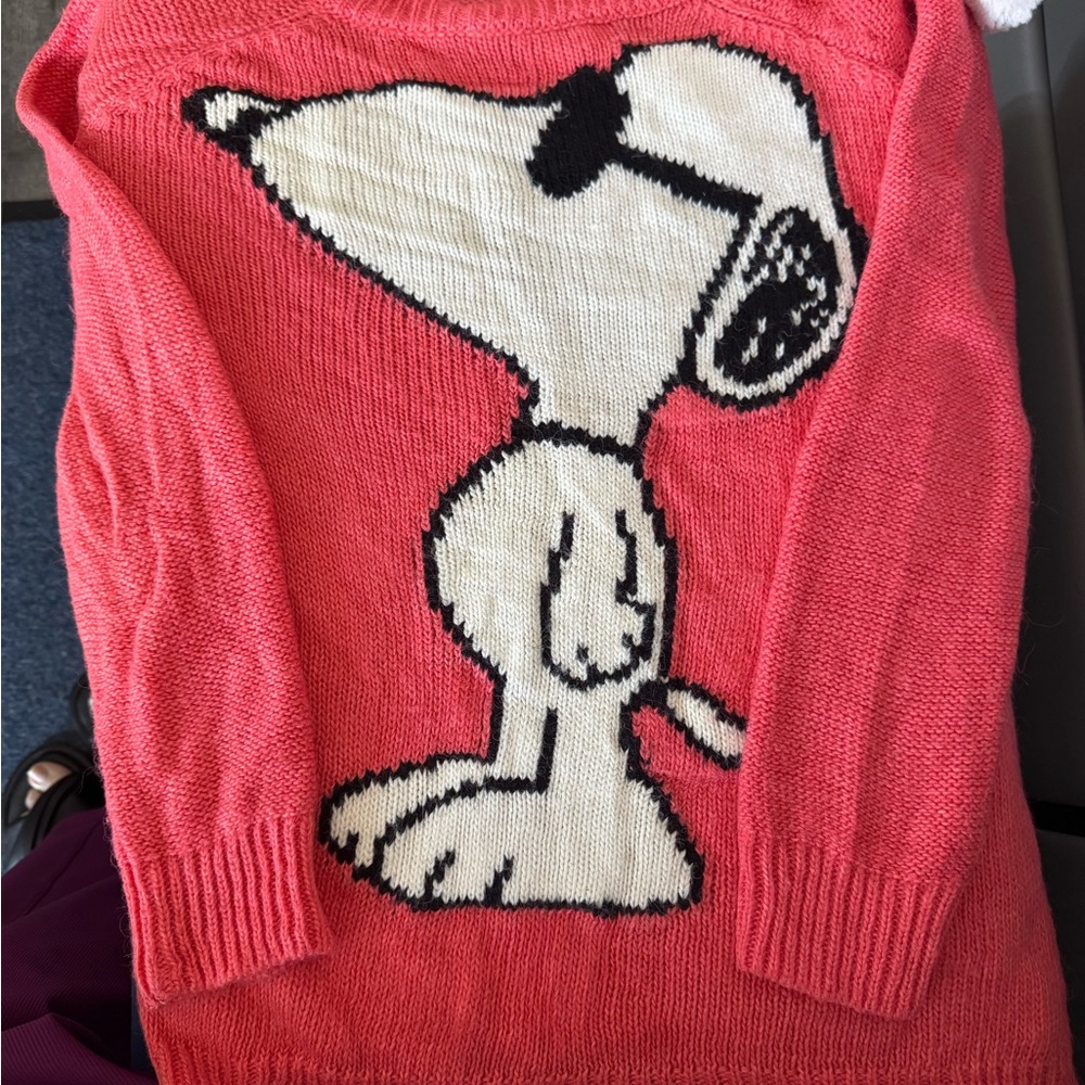 Vibrant Coral Snoopy Sweater